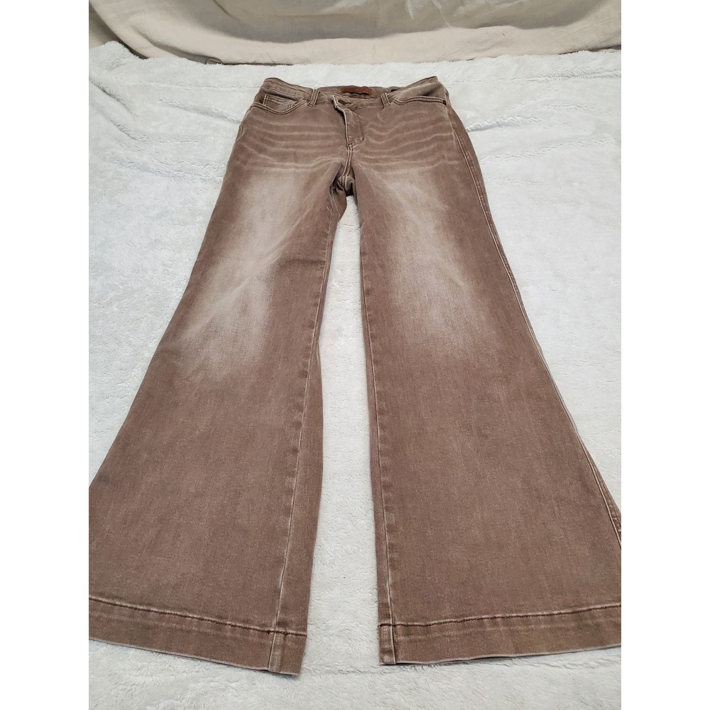 Judy Blue Brown Distressed Casual Retro‎ Wide Leg Jeans 11 30 Boho Grunge